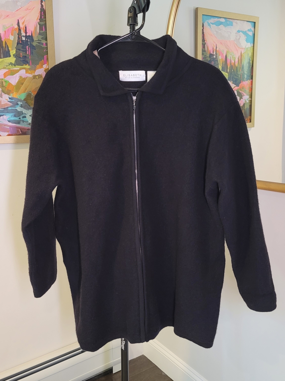 ELIZABETH‎ Liz Claiborne 100% Wool Zip Up Cardigan Jacket Women's Size 2X